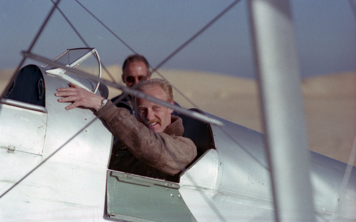 Clive Watson in Tiger Moth cockpit